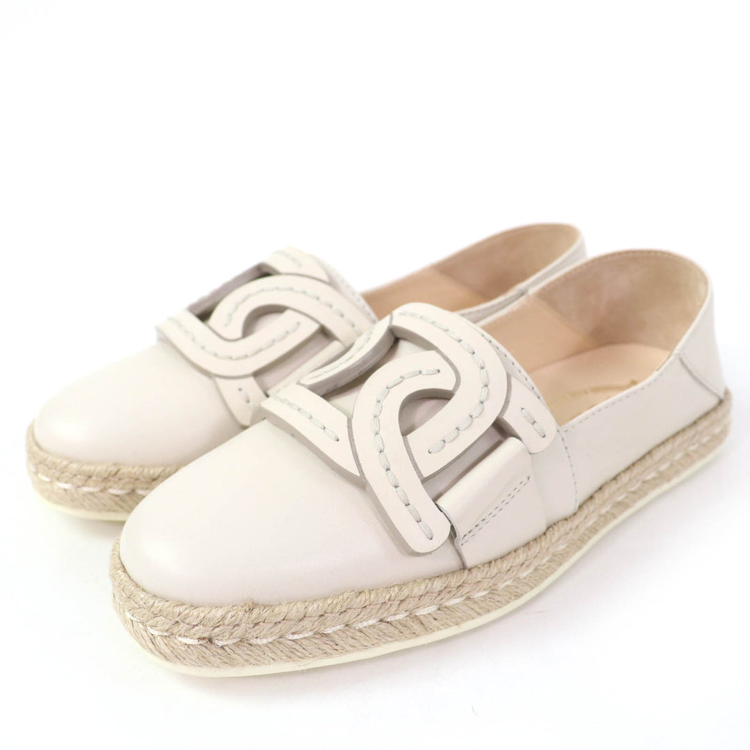 Pristine TOD’S Slip-on KATE 2WAY espadrilles Ivory leather Women 34.5