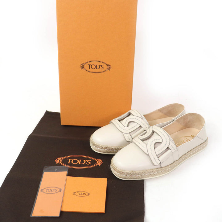 Pristine TOD’S Slip-on KATE 2WAY espadrilles Ivory leather Women 34.5