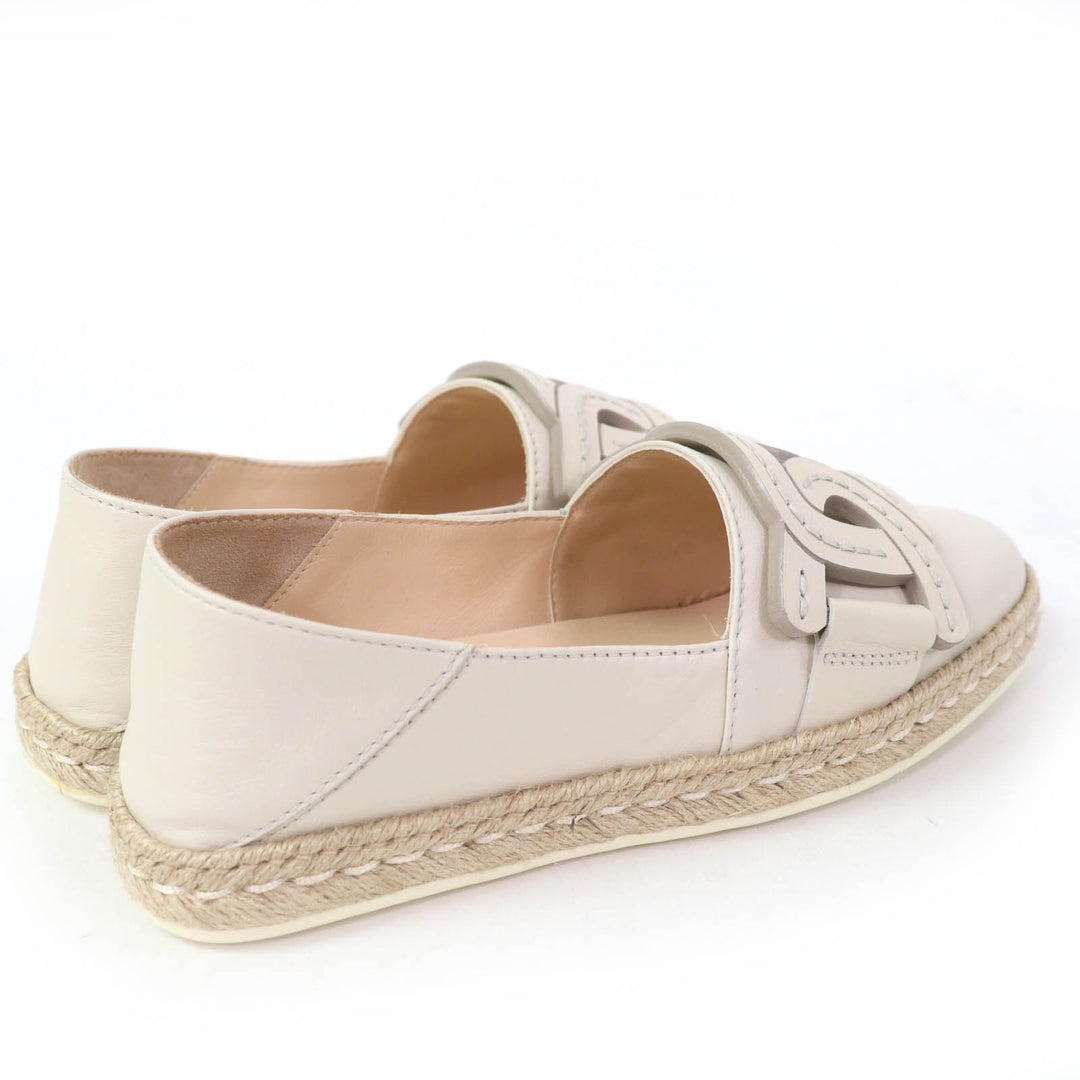 Pristine TOD’S Slip-on KATE 2WAY espadrilles Ivory leather Women 34.5