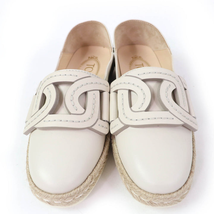Pristine TOD’S Slip-on KATE 2WAY espadrilles Ivory leather Women 34.5