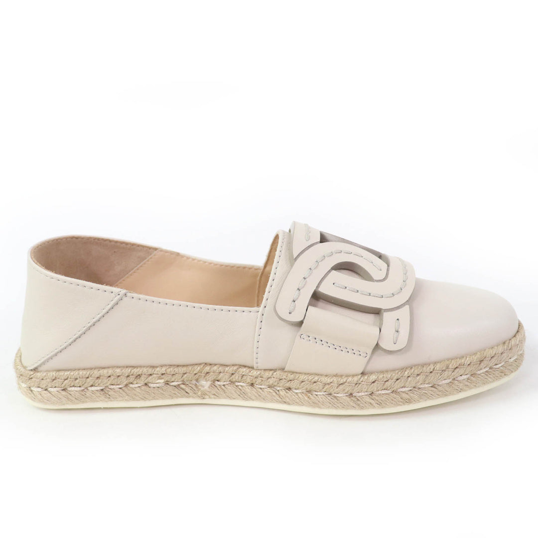Pristine TOD’S Slip-on KATE 2WAY espadrilles Ivory leather Women 34.5