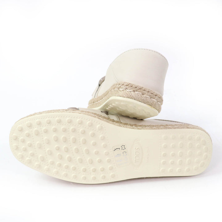 Pristine TOD’S Slip-on KATE 2WAY espadrilles Ivory leather Women 34.5