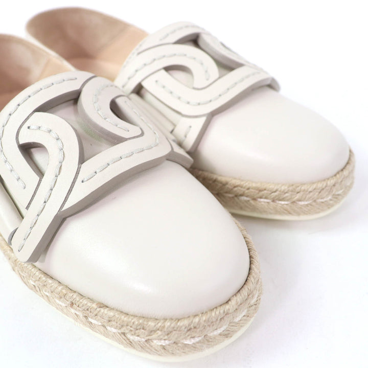 Pristine TOD’S Slip-on KATE 2WAY espadrilles Ivory leather Women 34.5