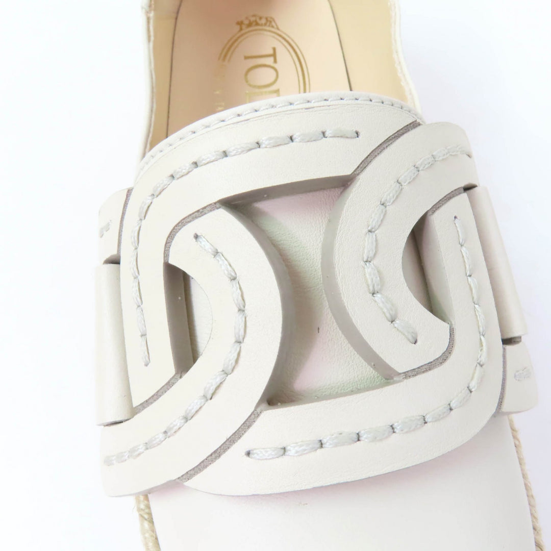 Pristine TOD’S Slip-on KATE 2WAY espadrilles Ivory leather Women 34.5