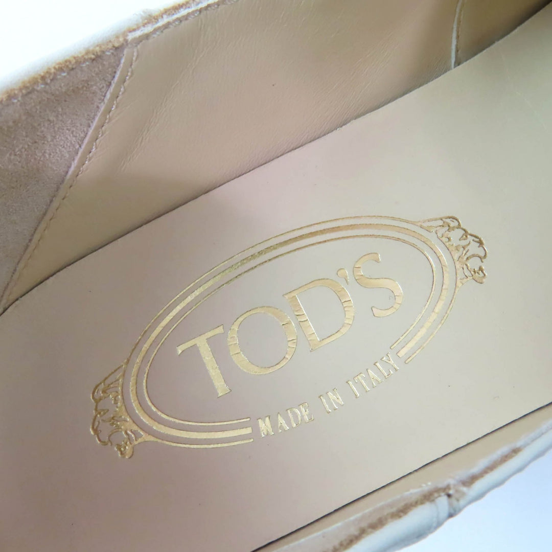 Pristine TOD’S Slip-on KATE 2WAY espadrilles Ivory leather Women 34.5