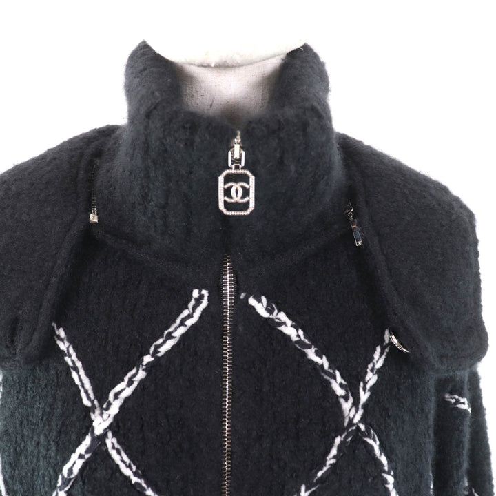 CHANEL Jacket Rhinestone COCO Mark Button cashmere Women 38 P74369