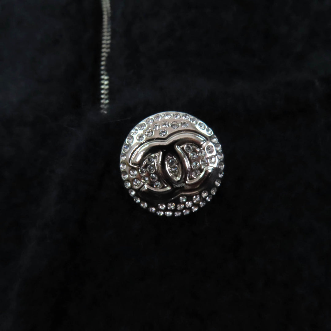 CHANEL Jacket Rhinestone COCO Mark Button cashmere Women 38 P74369