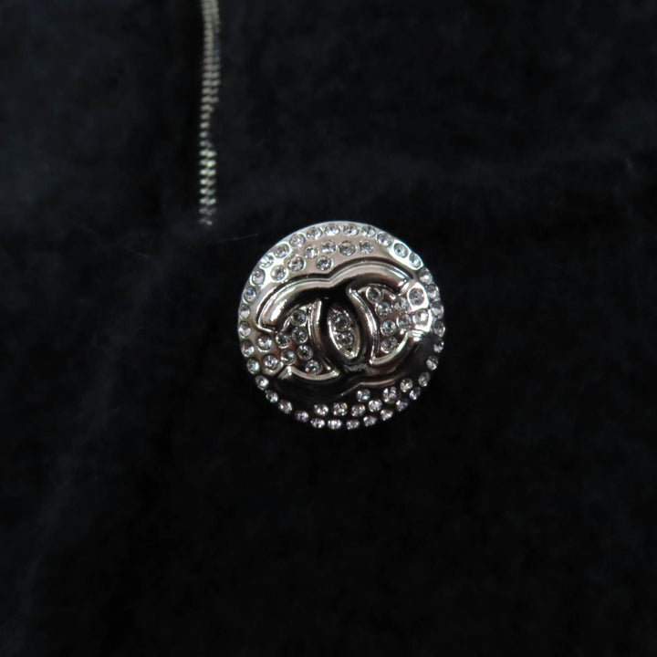 CHANEL Jacket Rhinestone COCO Mark Button cashmere Women 38 P74369