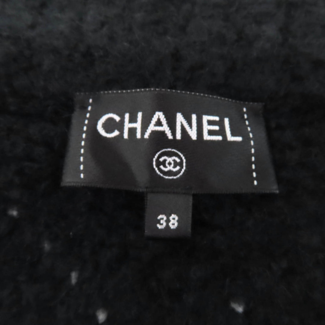 CHANEL Jacket Rhinestone COCO Mark Button cashmere Women 38 P74369