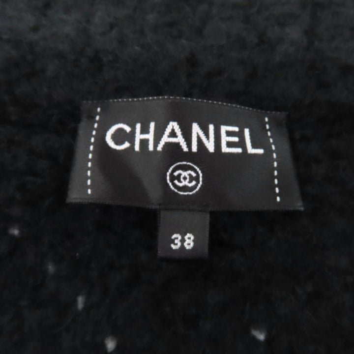 CHANEL Jacket Rhinestone COCO Mark Button cashmere Women 38 P74369