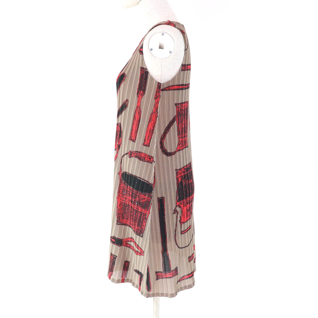 Excellent PLEATS PLEASE one piece All-over print sleeveless Pleated Women 3