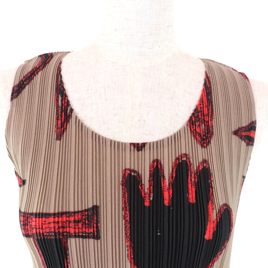 Excellent PLEATS PLEASE one piece All-over print sleeveless Pleated Women 3