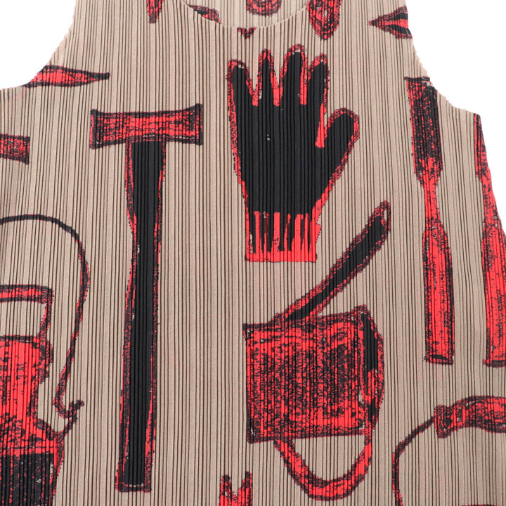 Excellent PLEATS PLEASE one piece All-over print sleeveless Pleated Women 3