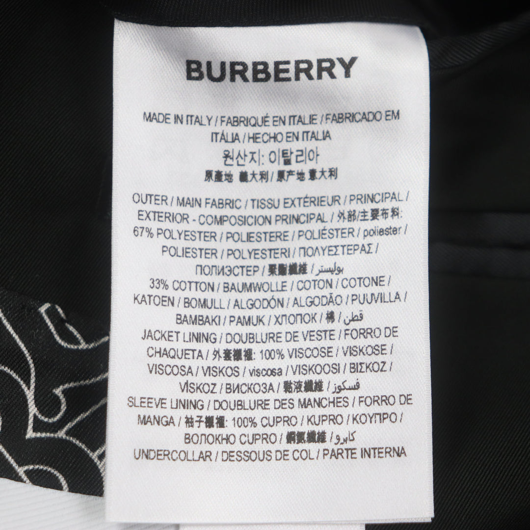 Excellent BURBERRY tailored jacket black polyester mens 46 8028424