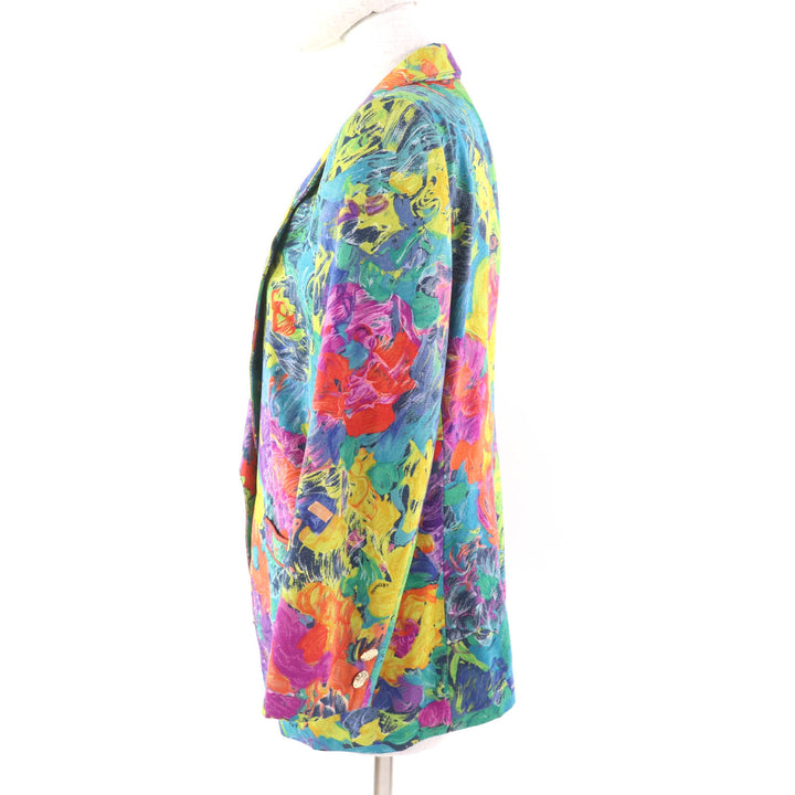 Excellent LEONARD FASHION tailored jacket Logo with gold button and floral pattern silk 11