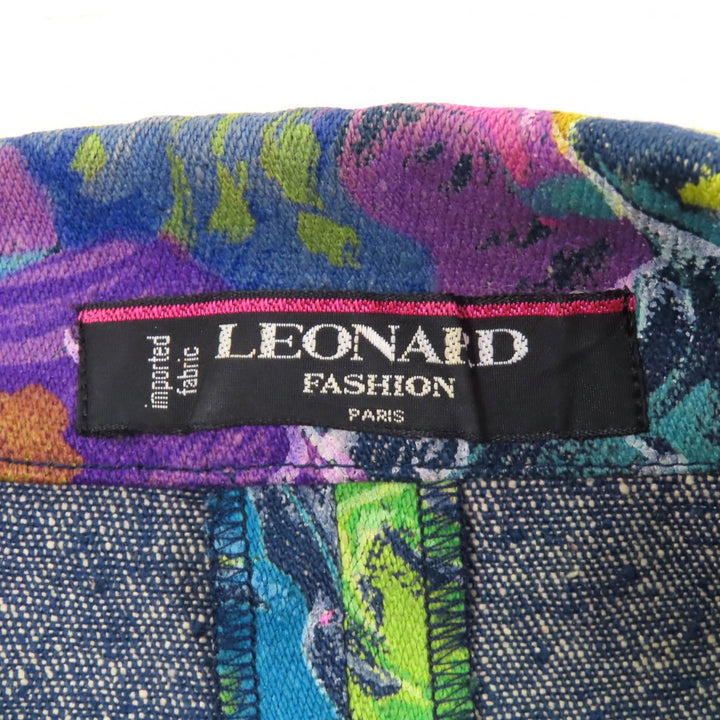 Excellent LEONARD FASHION tailored jacket Logo with gold button andfloralpattern