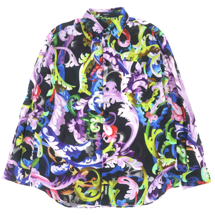 Great VERSACE Long sleeve shirt Multi linen mens 41 1000920 1A00628