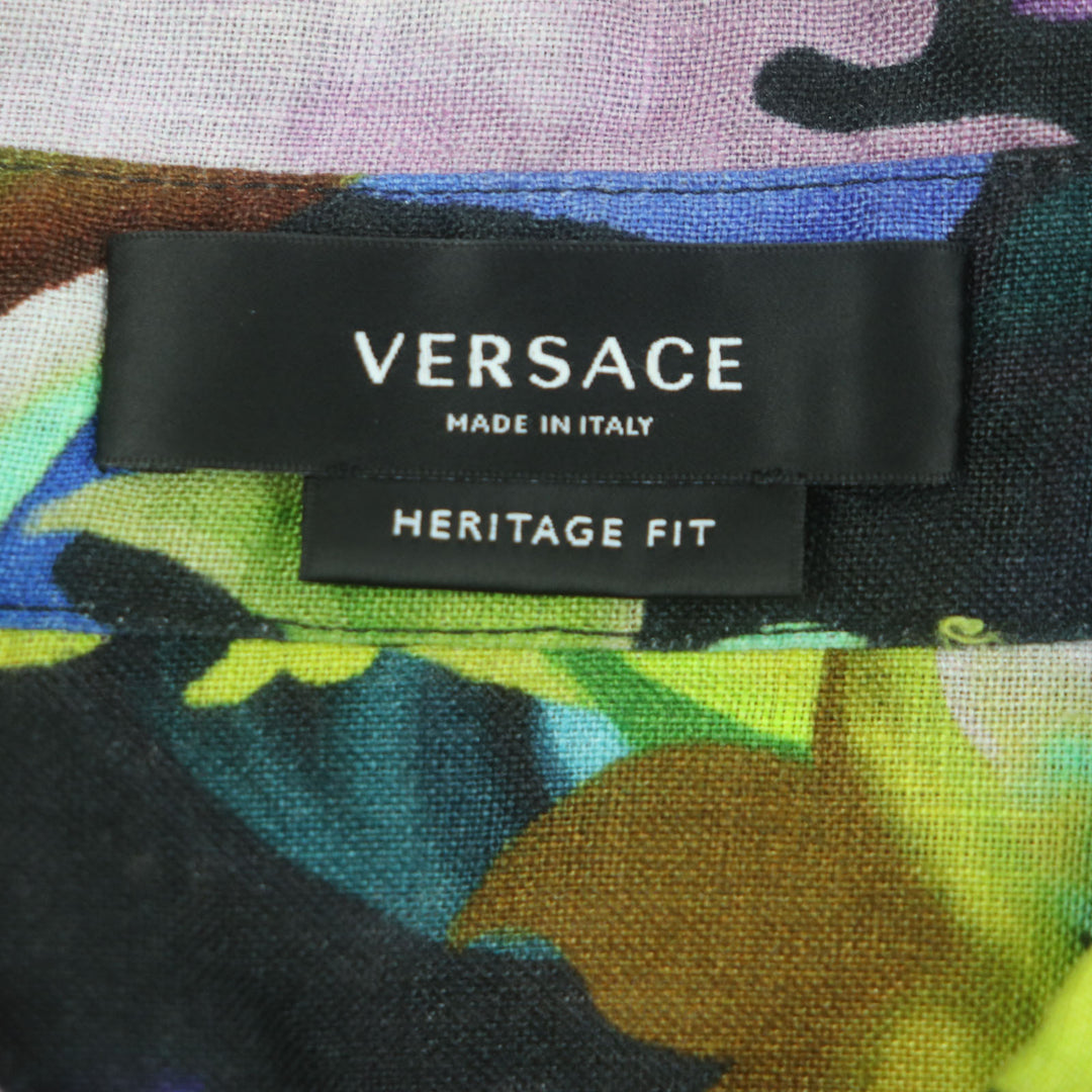 Great VERSACE Long sleeve shirt Multi linen mens 41 1000920 1A00628