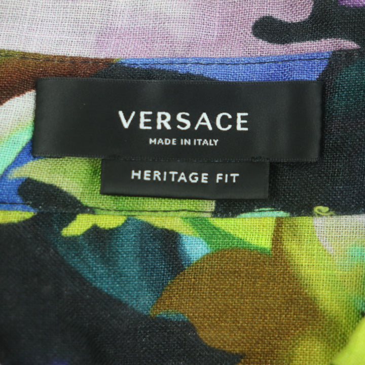 Great VERSACE Long sleeve shirt Multi linen mens 41 1000920 1A00628