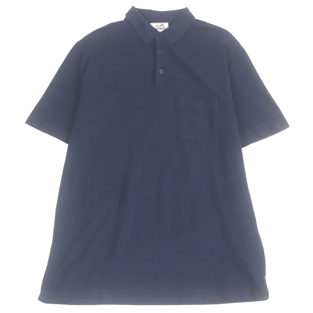 Very Good HERMES Short sleeve polo shirt T-shirt Navy cotton mens XXL
