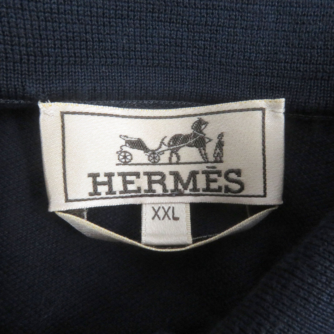 Very Good HERMES Short sleeve polo shirt T-shirt Navy cotton mens XXL