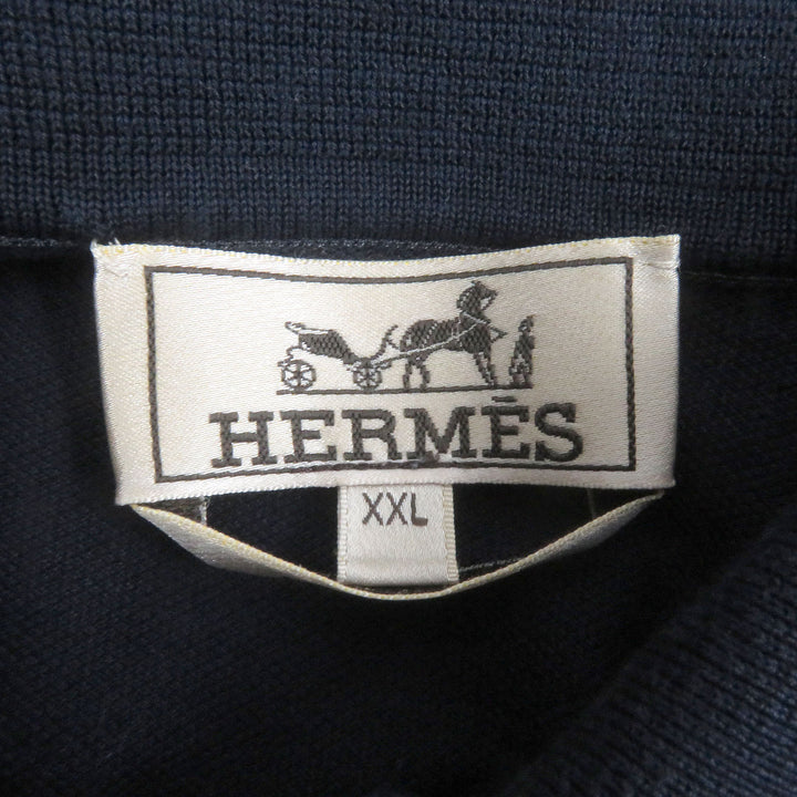 Very Good HERMES Short sleeve polo shirt T-shirt Navy cotton mens XXL
