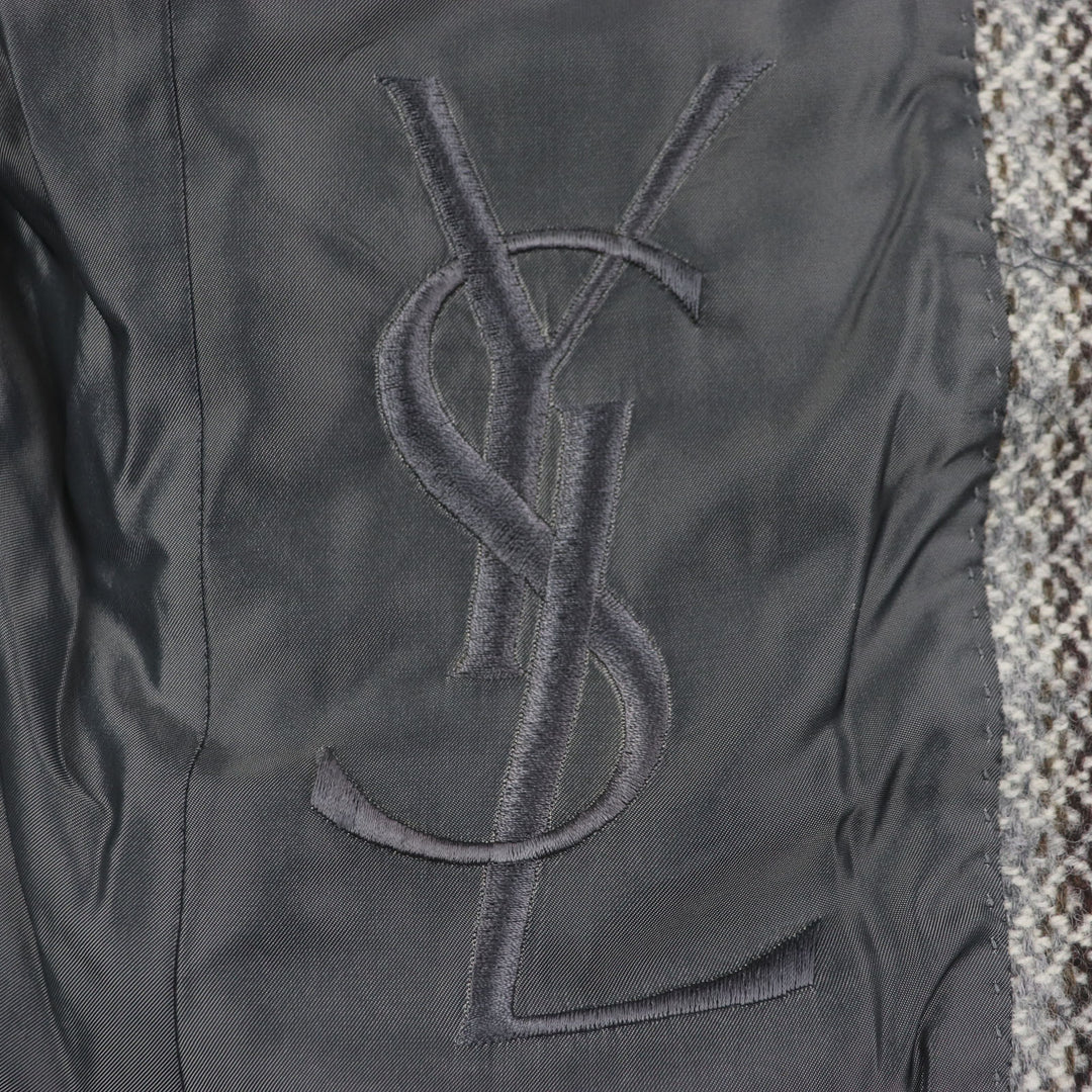 Very Good Yves Saint Laurent rive gauche tailored jacket Brown gray wool mens 46