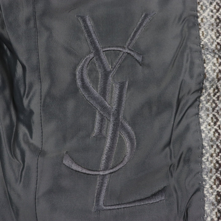 Very Good Yves Saint Laurent rive gauche tailored jacket Brown gray wool mens 46