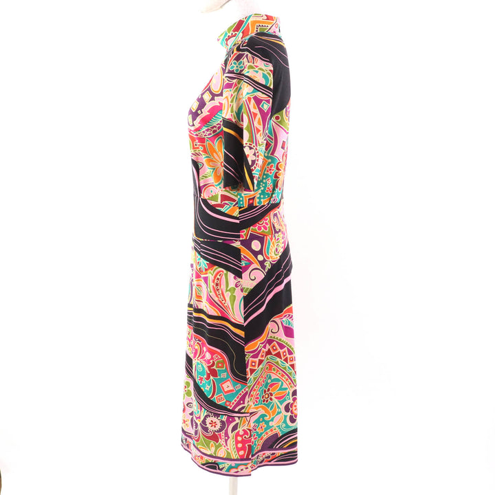 Excellent LEONARD FASHION one piece Paisley Pattern High Neck Short Sleeve Long