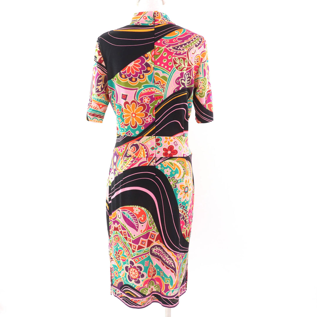 Excellent LEONARD FASHION one piece Paisley Pattern High Neck Short Sleeve Long