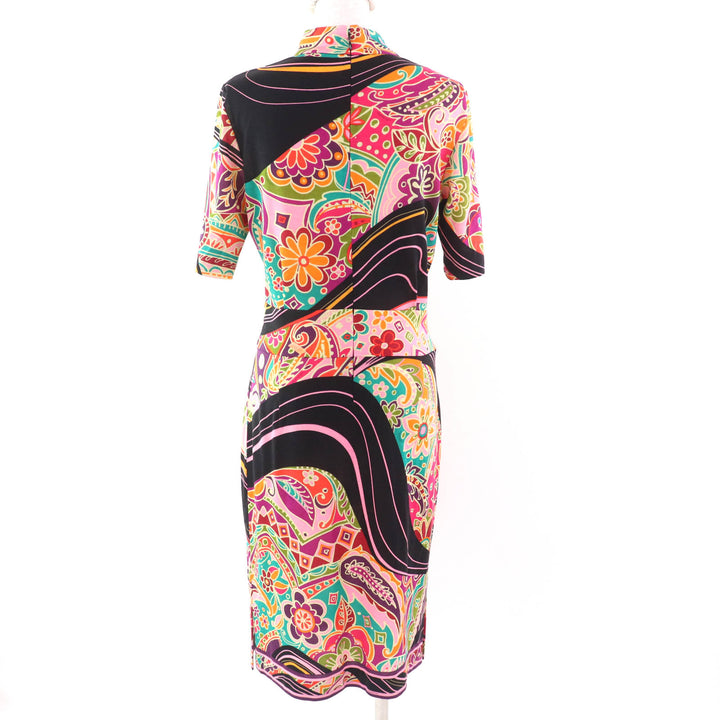 Excellent LEONARD FASHION one piece Paisley Pattern High Neck Short Sleeve Long