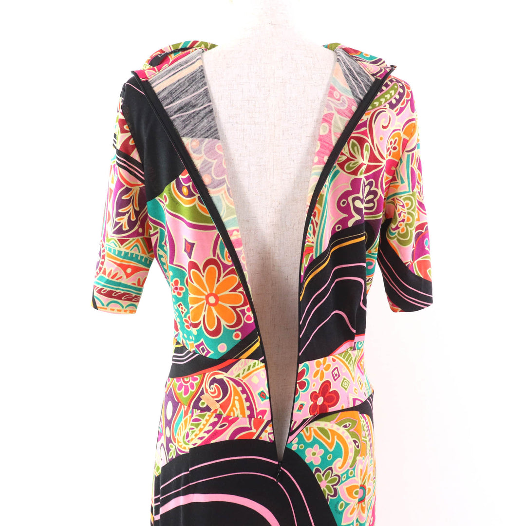 Excellent LEONARD FASHION one piece Paisley Pattern High Neck Short Sleeve Long