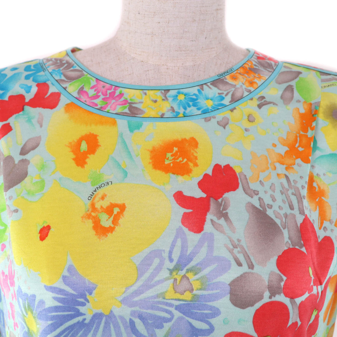 Excellent LEONARD FASHION T-shirt Flower Print Short Sleeve Multi cotton Women L