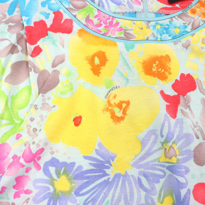 Excellent LEONARD FASHION T-shirt Flower Print Short Sleeve Multi cotton Women L