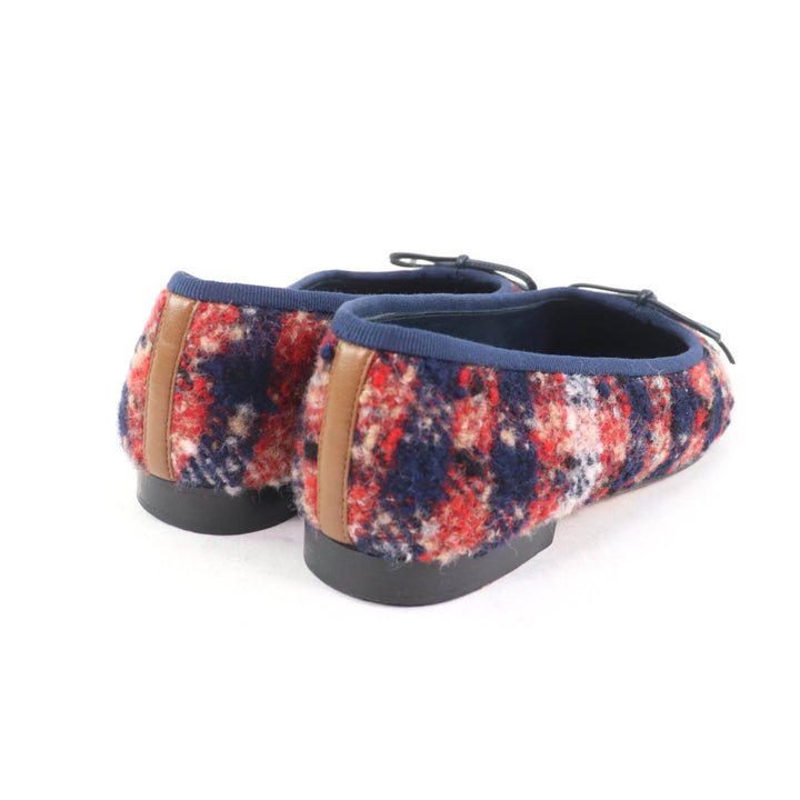 Great CHANEL pumps COCO Mark Ballerina Tweed Flats with Bow and Leather Women