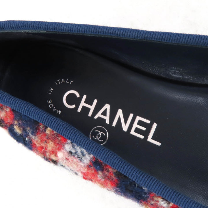 Great CHANEL pumps COCO Mark Ballerina Tweed Flats with Bow and Leather Women