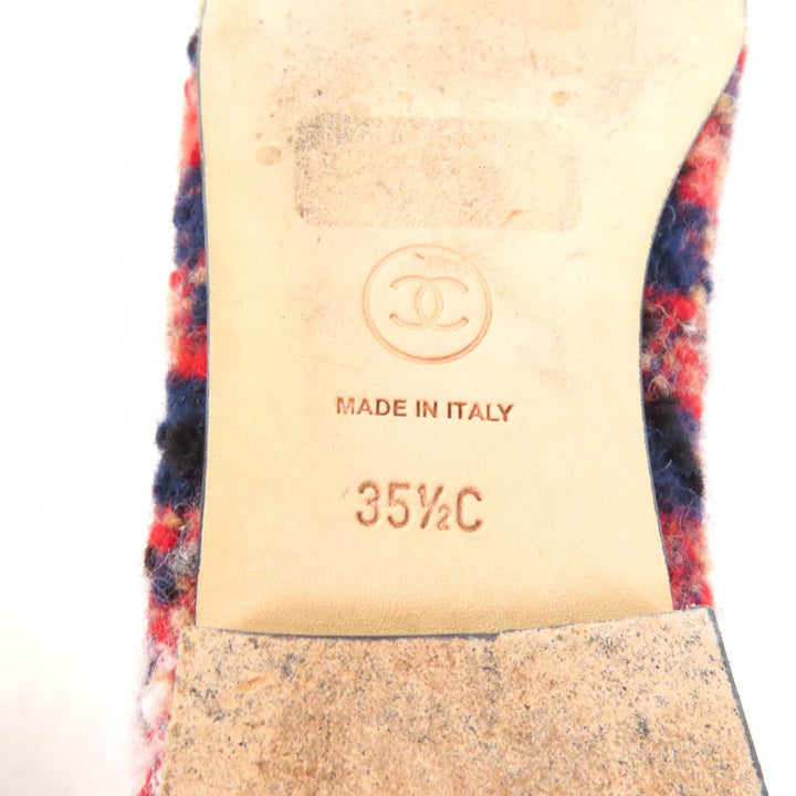 Great CHANEL pumps COCO Mark Ballerina Tweed Flats with Bow and Leather Women