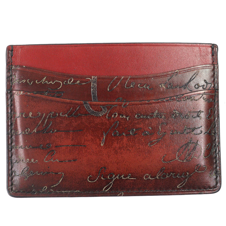 Great Berluti Pass case Bamboo Calligraphy Leather Card Case leather mens