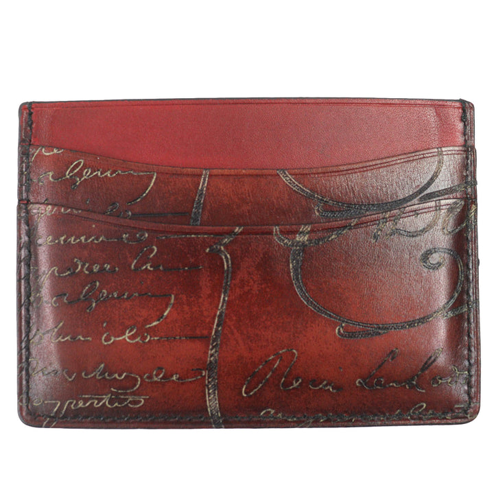 Great Berluti Pass case Bamboo Calligraphy Leather Card Case leather mens