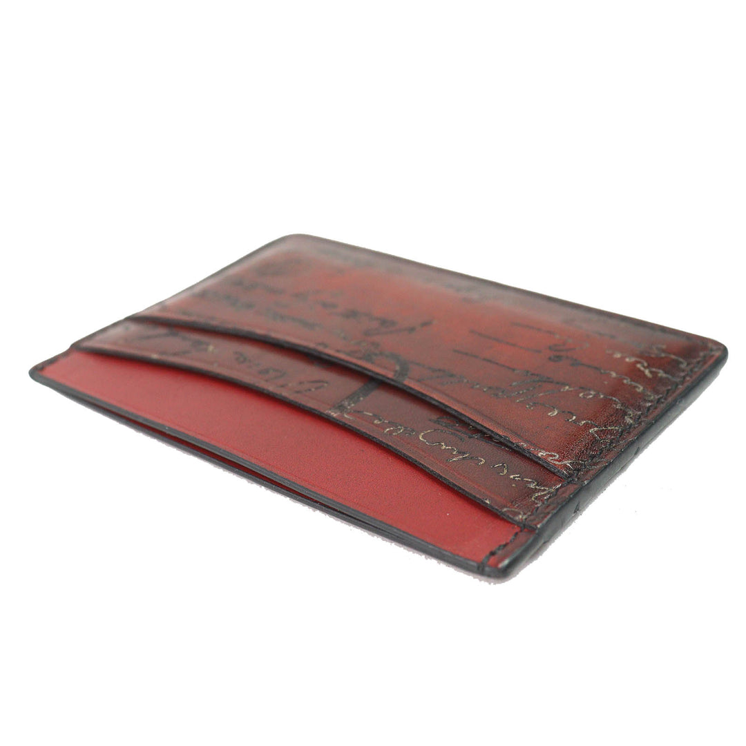Great Berluti Pass case Bamboo Calligraphy Leather Card Case leather mens
