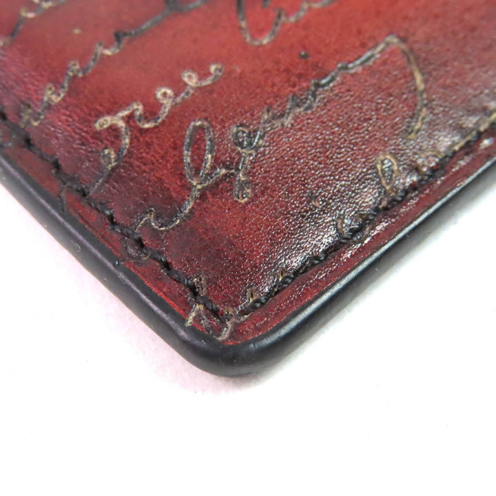 Great Berluti Pass case Bamboo Calligraphy Leather Card Case leather mens