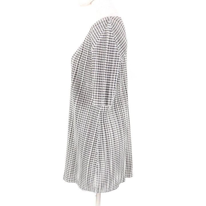 Excellent PLEATS PLEASE one piece Gingham Check Pattern Crew Neck Women 3