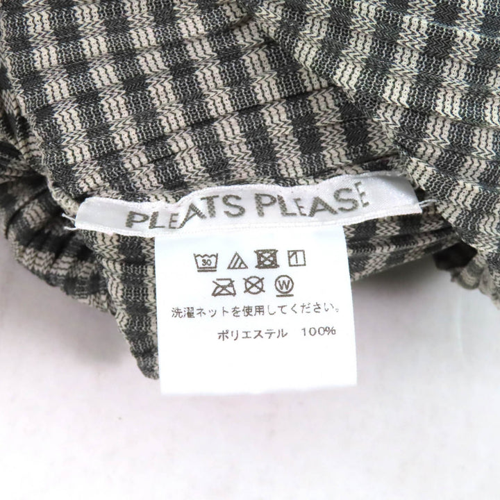 Excellent PLEATS PLEASE one piece Gingham Check Pattern Crew Neck Women 3