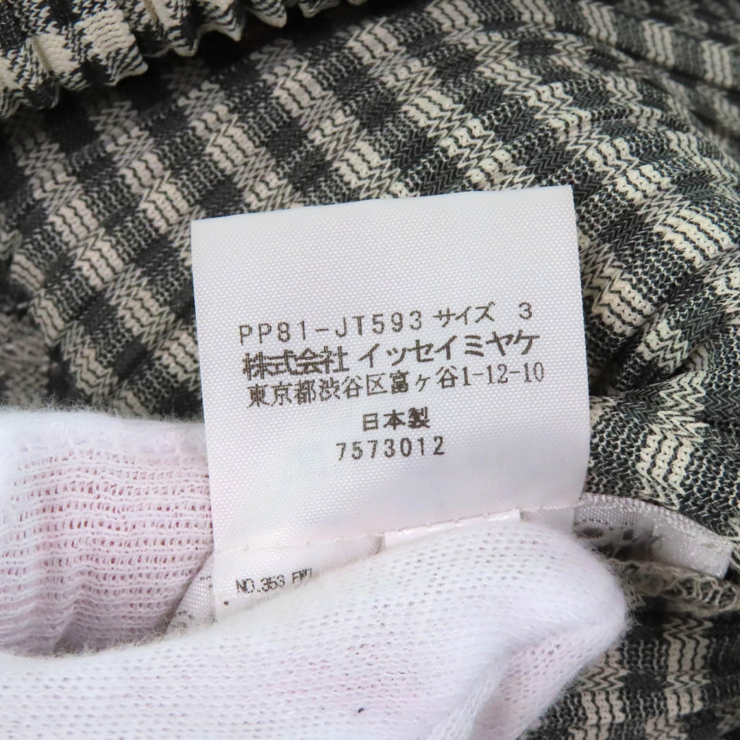 Excellent PLEATS PLEASE one piece Gingham Check Pattern Crew Neck Women 3