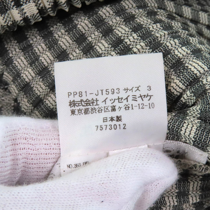 Excellent PLEATS PLEASE one piece Gingham Check Pattern Crew Neck Women 3