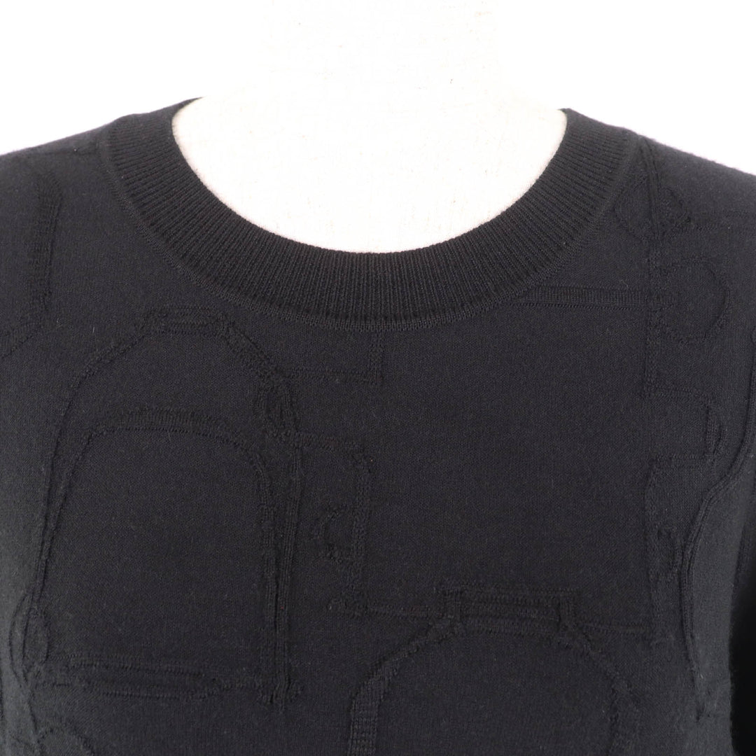 Great HERMES one piece Horse harness pattern knit crew neck silk Women 40