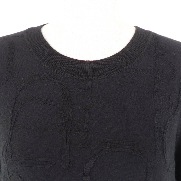 Great HERMES one piece Horse harness pattern knit crew neck silk Women 40