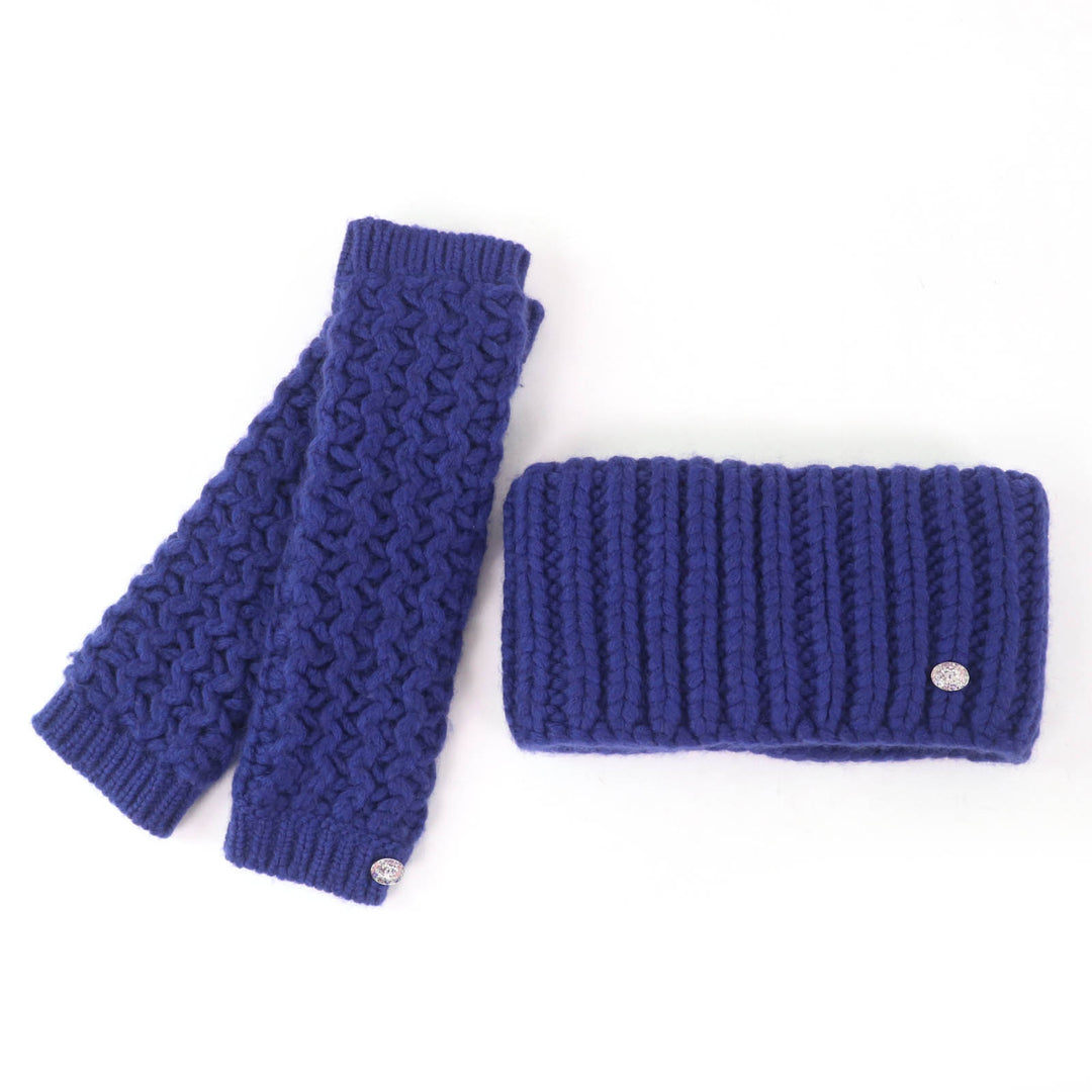 Excellent CHANEL Snood knitted neck warmer and arm warmer 2-piece set wool S