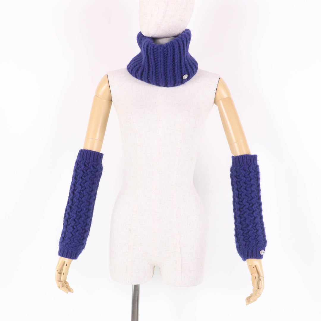 Excellent CHANEL Snood knitted neck warmer and arm warmer 2-piece set wool S P72987K10476
