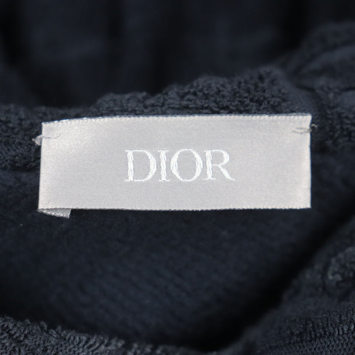 Great DIOR hoodie Oblique pile fleece pullover Navy cotton mens XS 013J605C0607